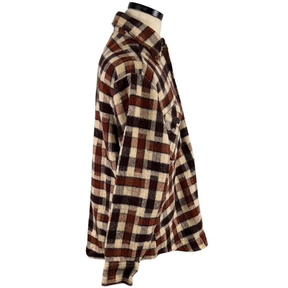 Vintage 60s McGregor Heavy Wool Plaid Shirt Jacket Made In USA Size L - Picture 4 of 10